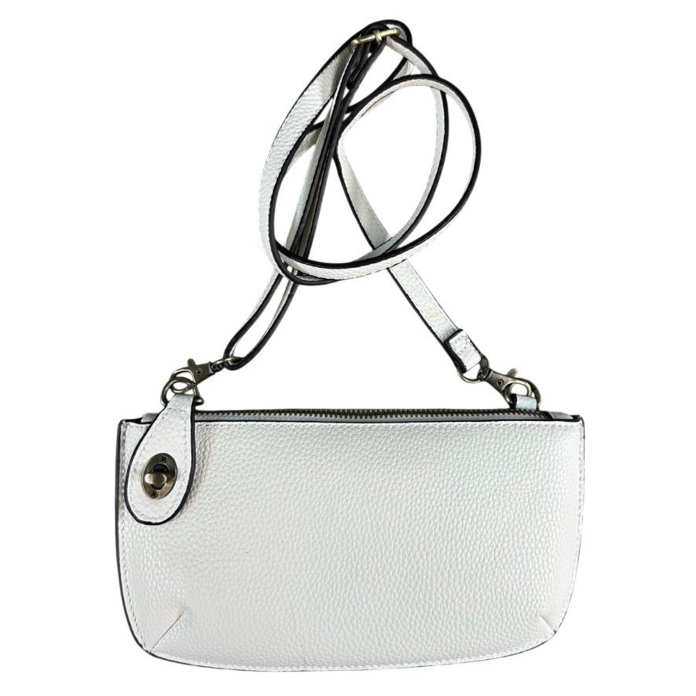 Joy Susan Cream Vegan Leather Crossbody Bag Turn Lock Small Clutch Off White